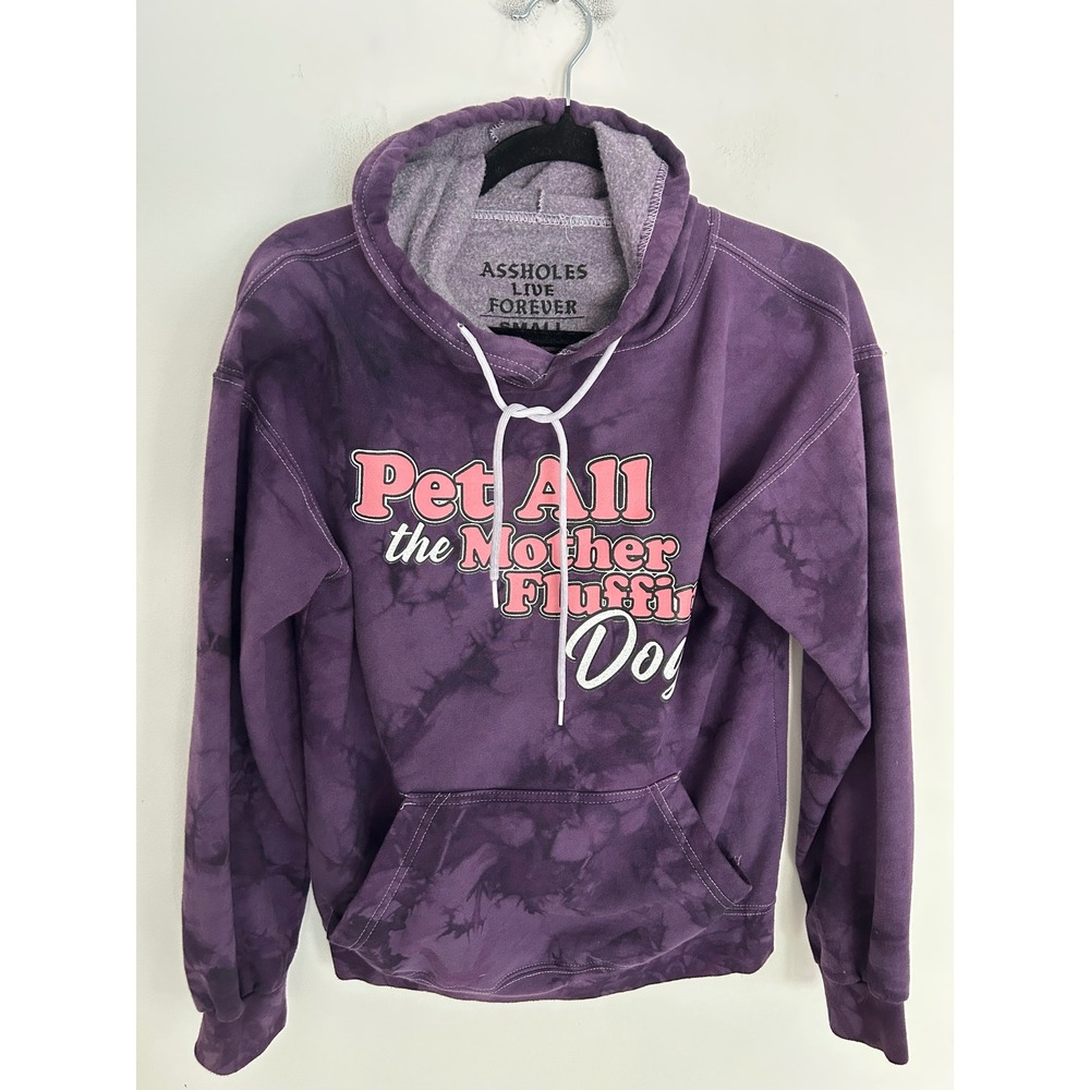 Assho***Live Forever Pet All the Mother Fluffing Dogs Tie Dye Hoodie Purple S